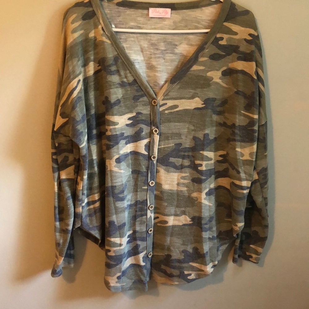 Pink lily camp top
